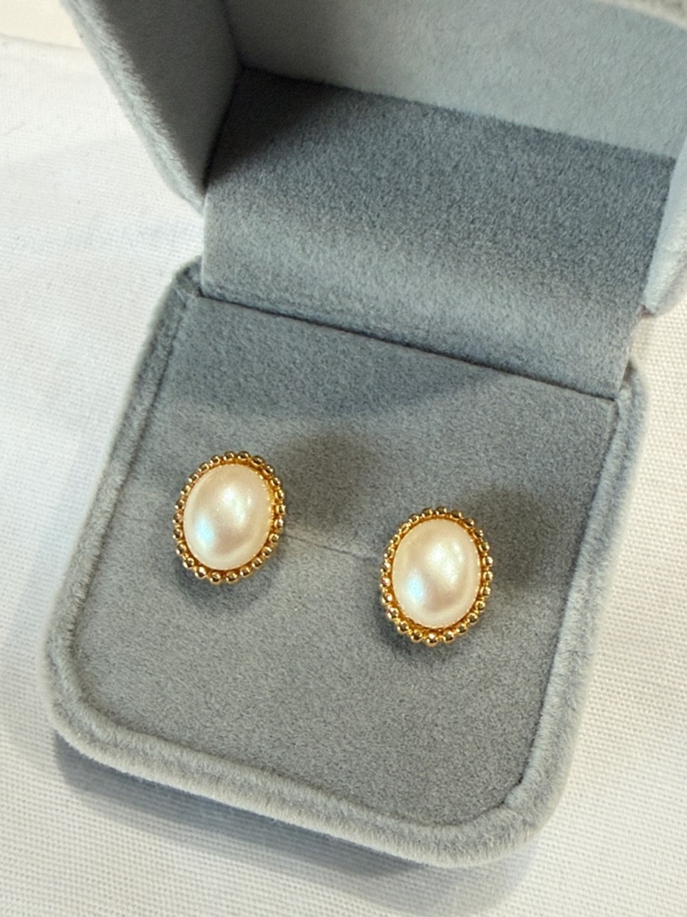Gold & Pearl Oval Stud Earrings - Women Jewelry